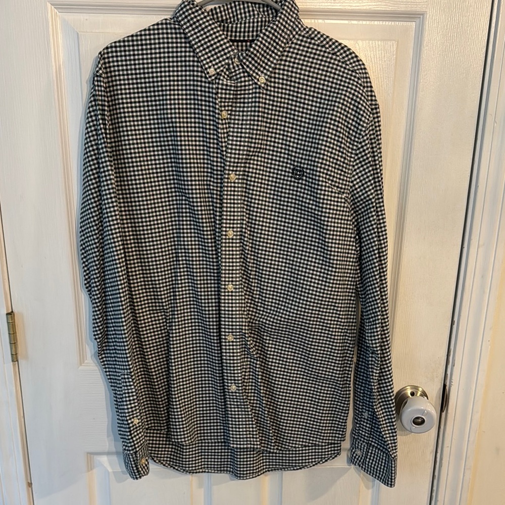 Men's Chaps XL Navy and Green plaid Shirt